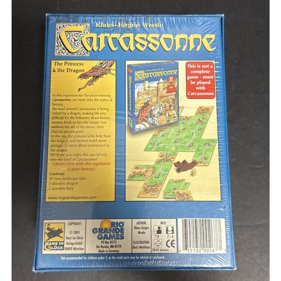 Carcassonne The Princess and The Dragon Expansion Set 2005 Sealed Rio Grande - Picture 2 of 6